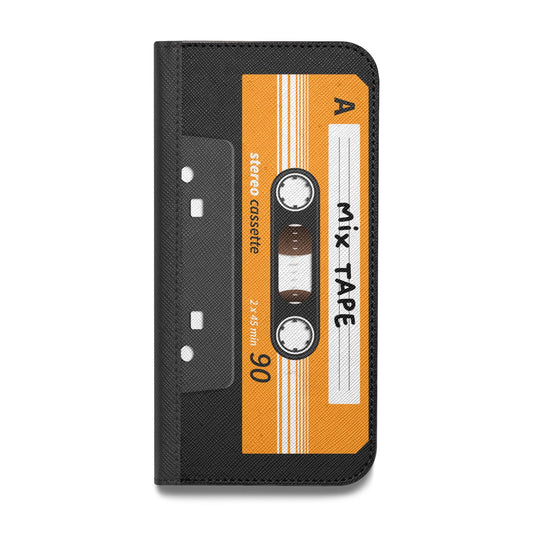 Black Casette Tape Vegan Leather Flip Samsung Case