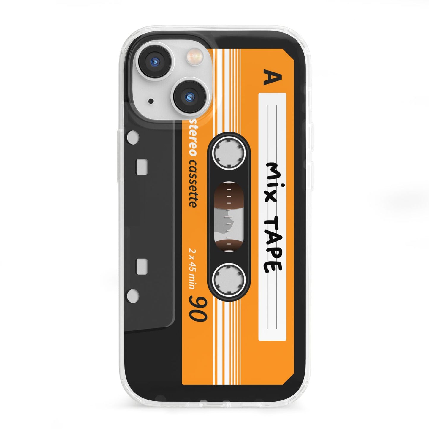 Black Casette Tape iPhone 13 Mini Clear Bumper Case
