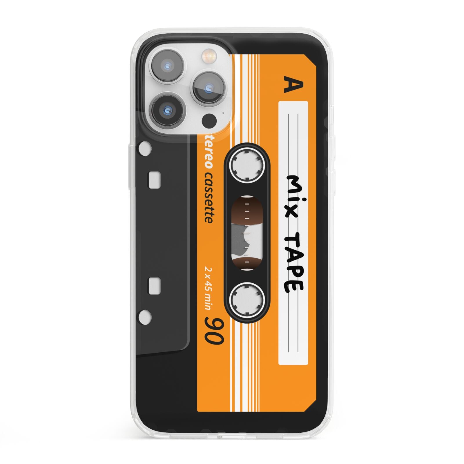 Black Casette Tape iPhone 13 Pro Max Clear Bumper Case