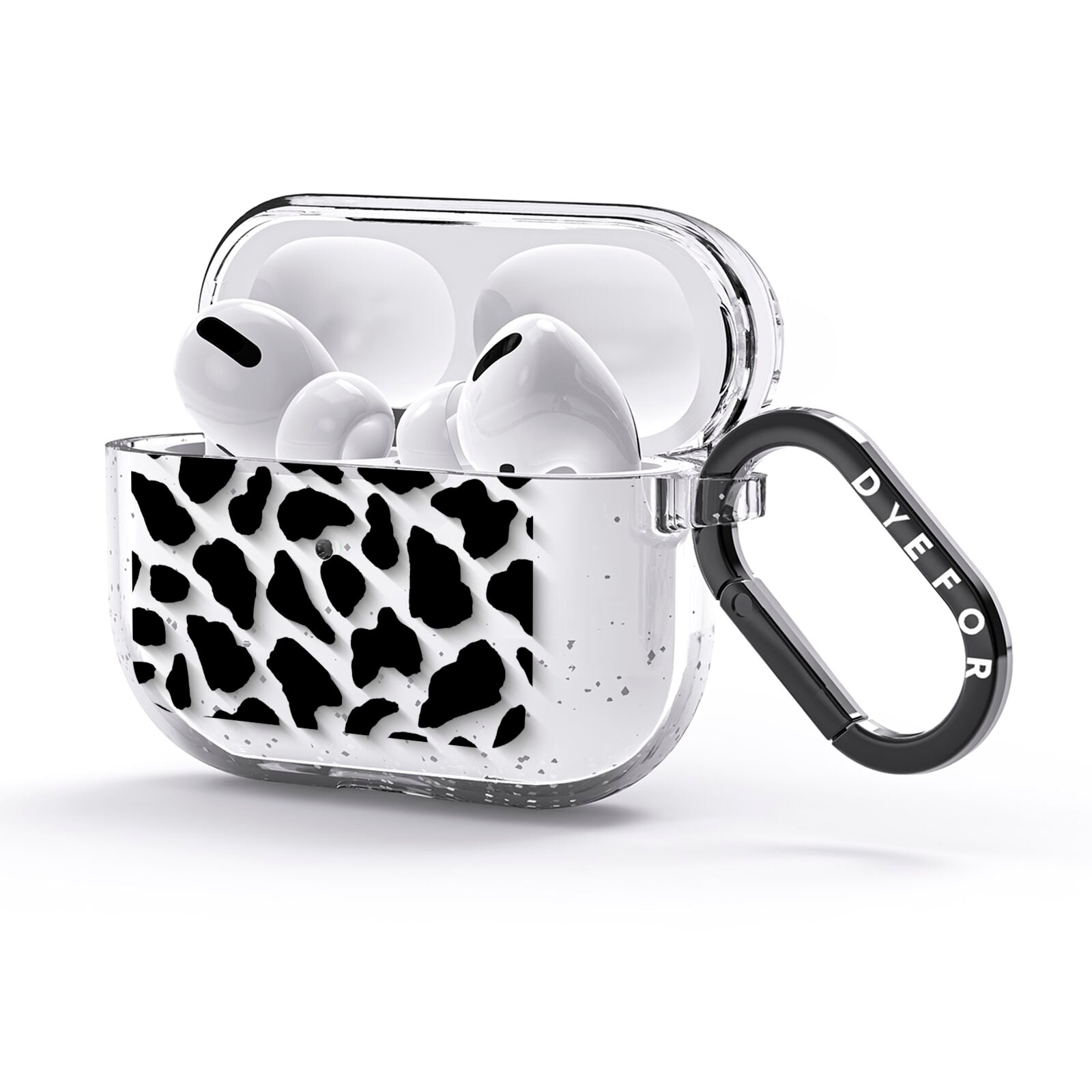 Black Cow Print AirPods Glitter Case 3rd Gen Side Image