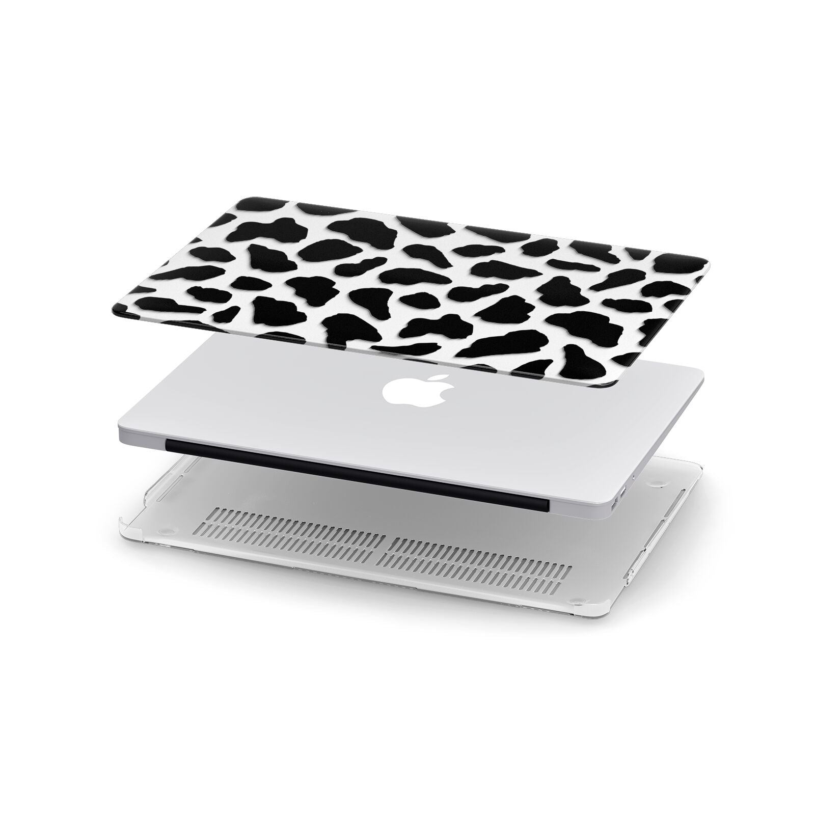 Black Cow Print Macbook Case