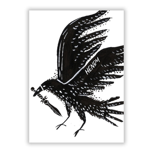 Black Crow Personalised A5 Flat Greetings Card