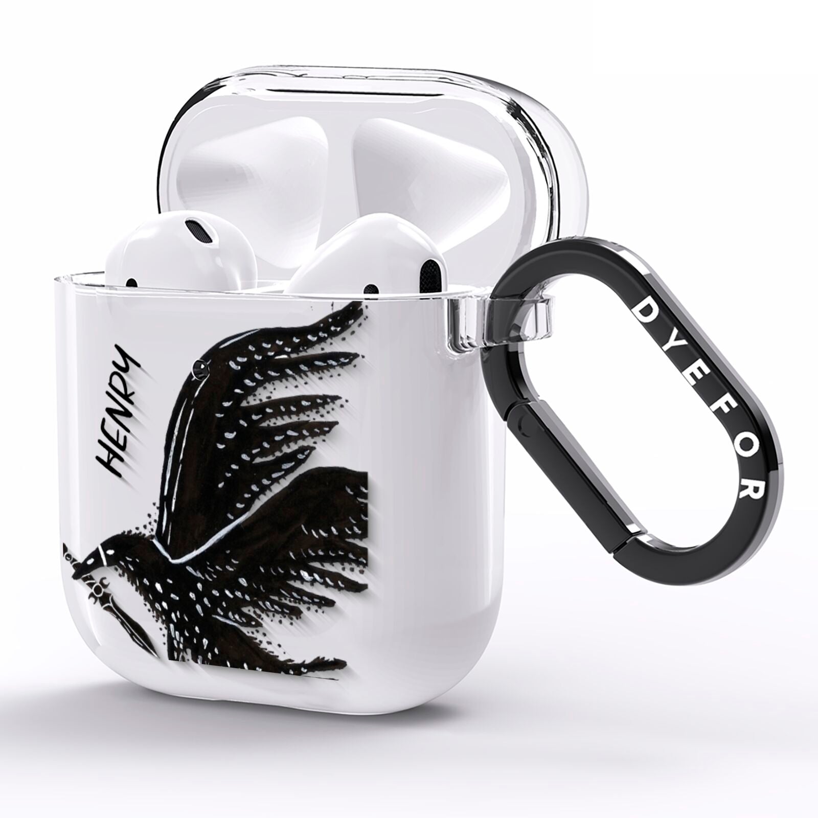 Black Crow Personalised AirPods Clear Case Side Image