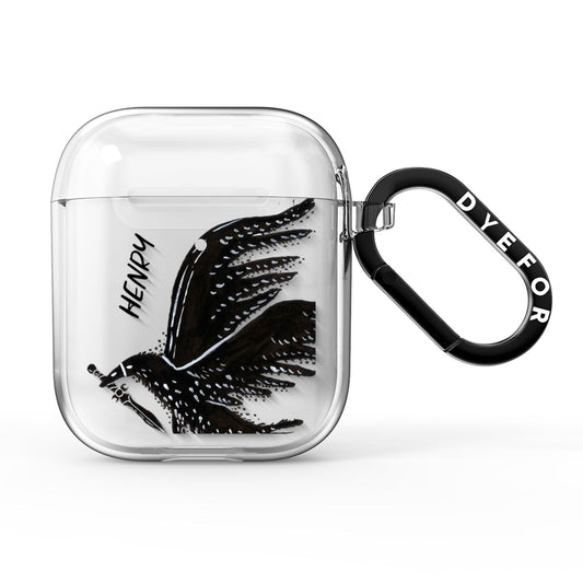 Black Crow Personalised AirPods Clear Case