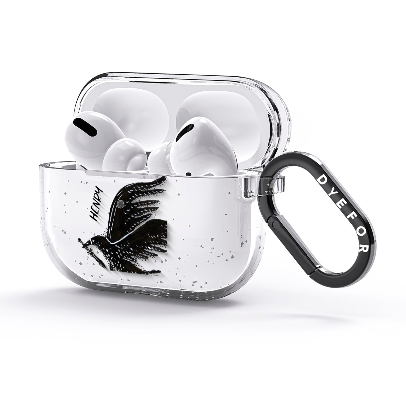 Black Crow Personalised AirPods Glitter Case 3rd Gen Side Image