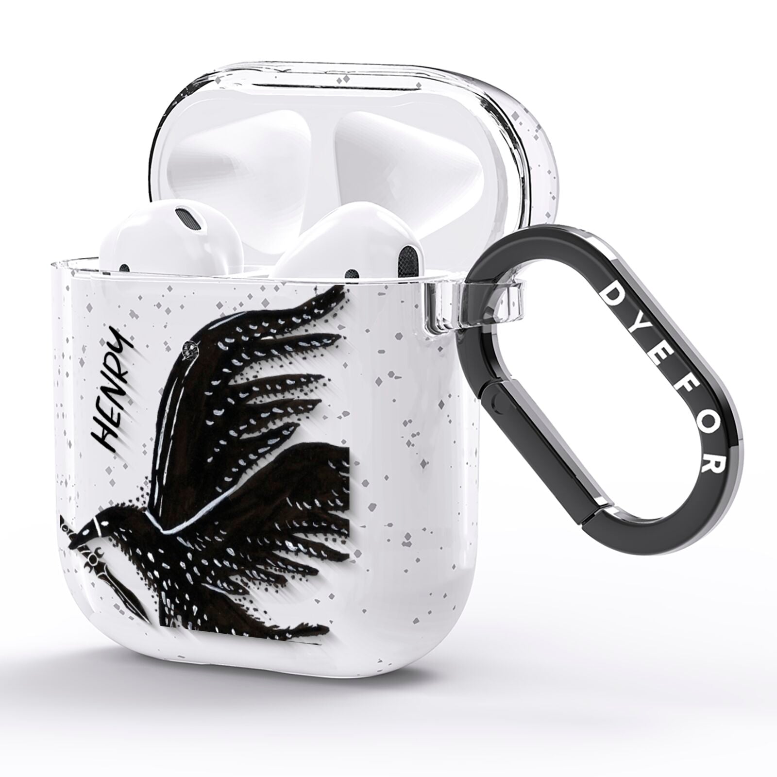 Black Crow Personalised AirPods Glitter Case Side Image