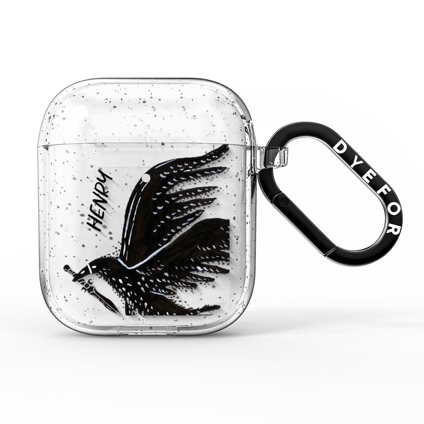 Black Crow Personalised AirPods Glitter Case