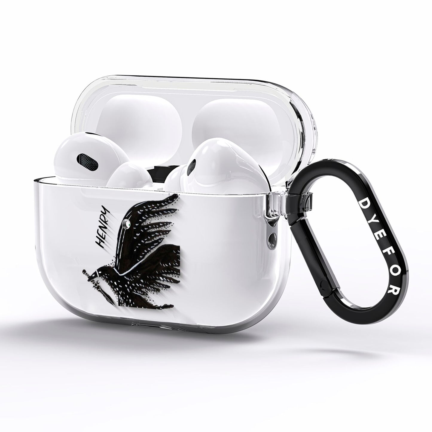 Black Crow Personalised AirPods Pro Clear Case Side Image