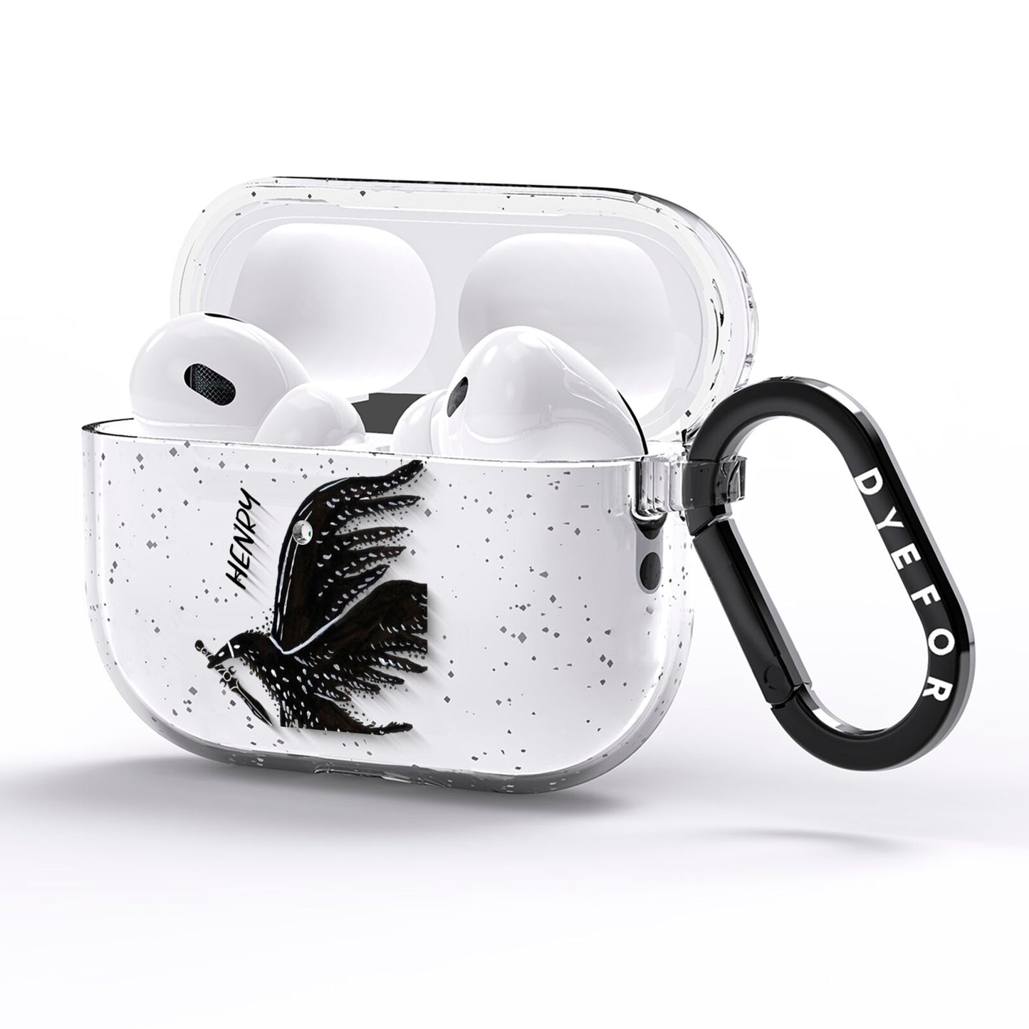 Black Crow Personalised AirPods Pro Glitter Case Side Image