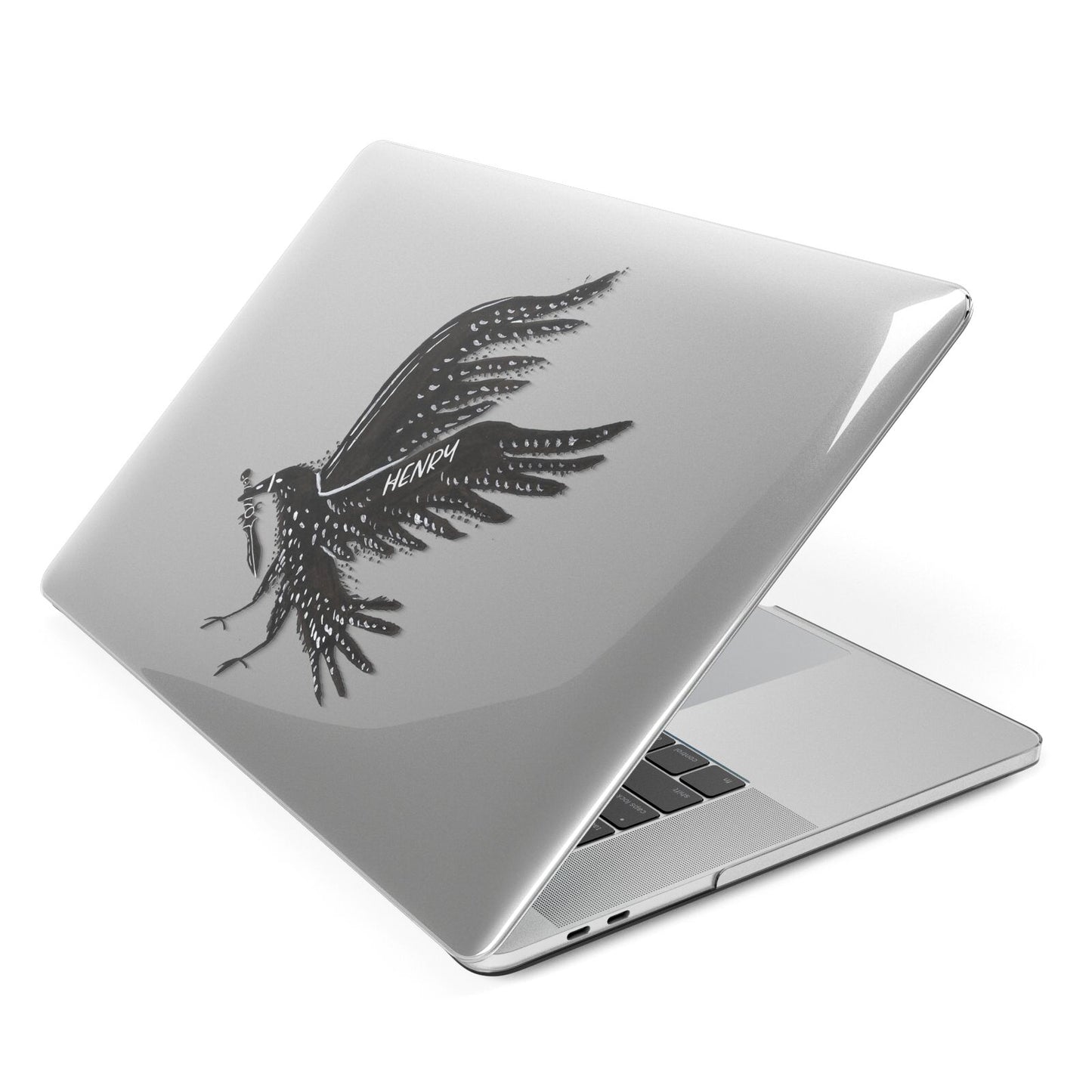 Black Crow Personalised Apple MacBook Case Side View
