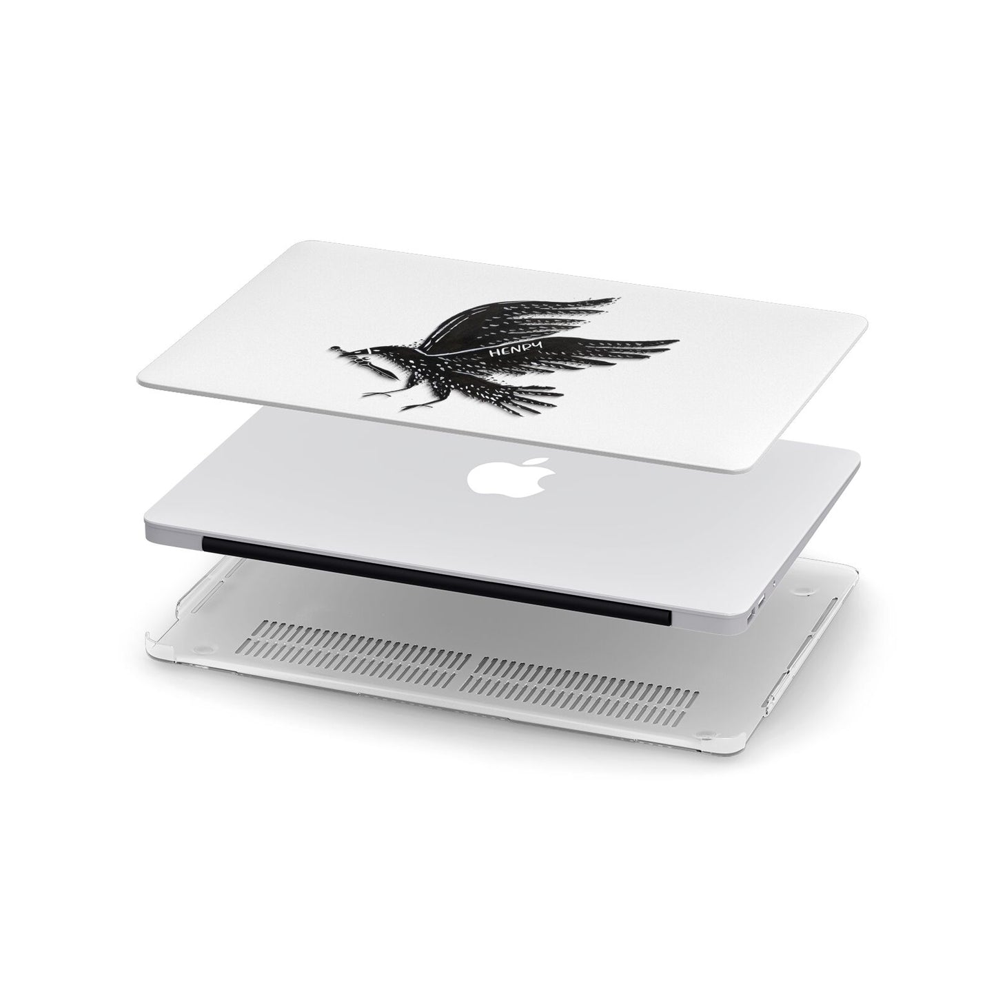 Black Crow Personalised Apple MacBook Case in Detail