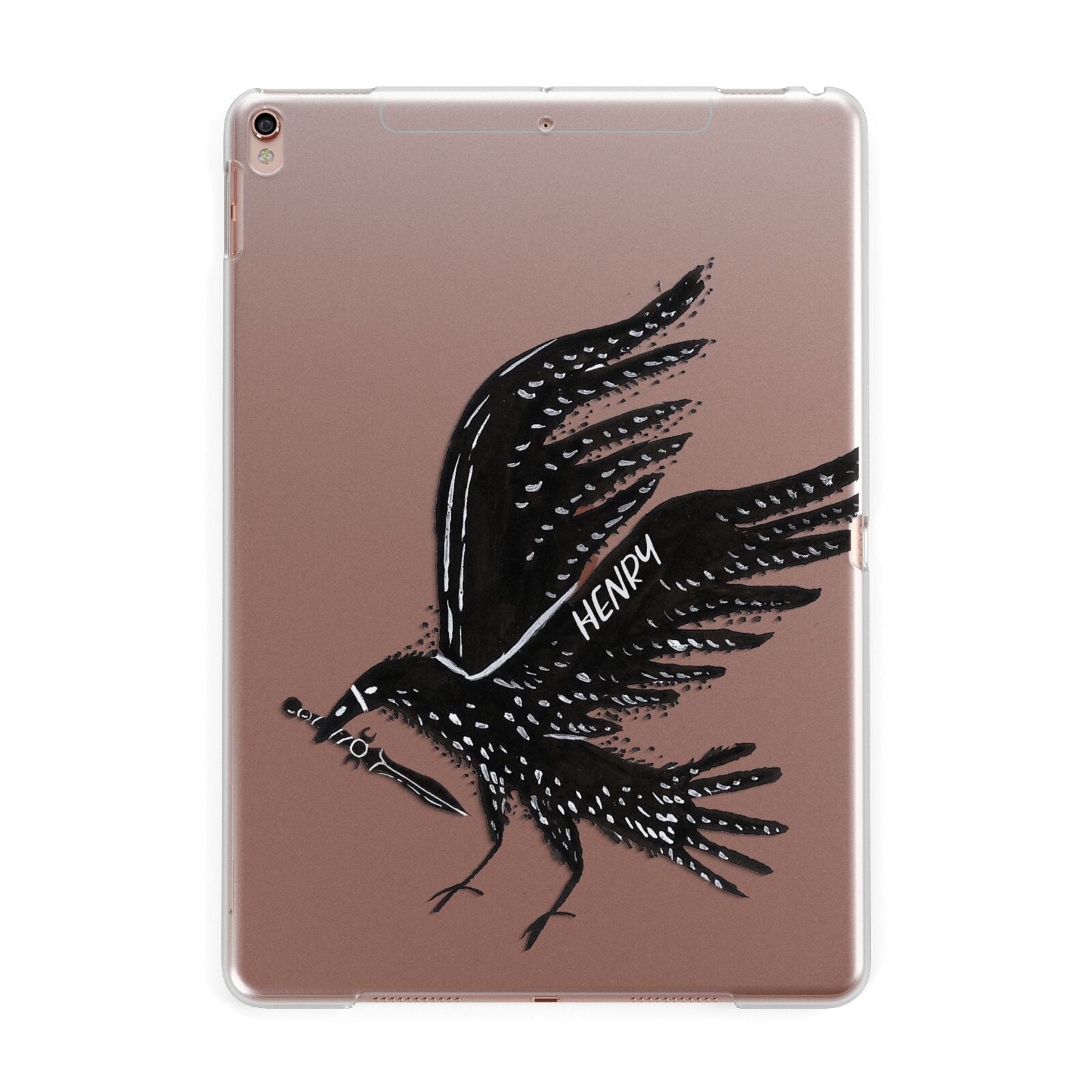 Black Crow Personalised Apple iPad Rose Gold Case