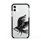 Black Crow Personalised Apple iPhone 11 in White with Black Impact Case