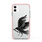 Black Crow Personalised Apple iPhone 11 in White with Pink Impact Case