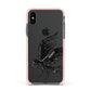 Black Crow Personalised Apple iPhone Xs Impact Case Pink Edge on Black Phone