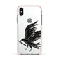 Black Crow Personalised Apple iPhone Xs Impact Case Pink Edge on Silver Phone