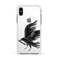 Black Crow Personalised Apple iPhone Xs Impact Case White Edge on Silver Phone