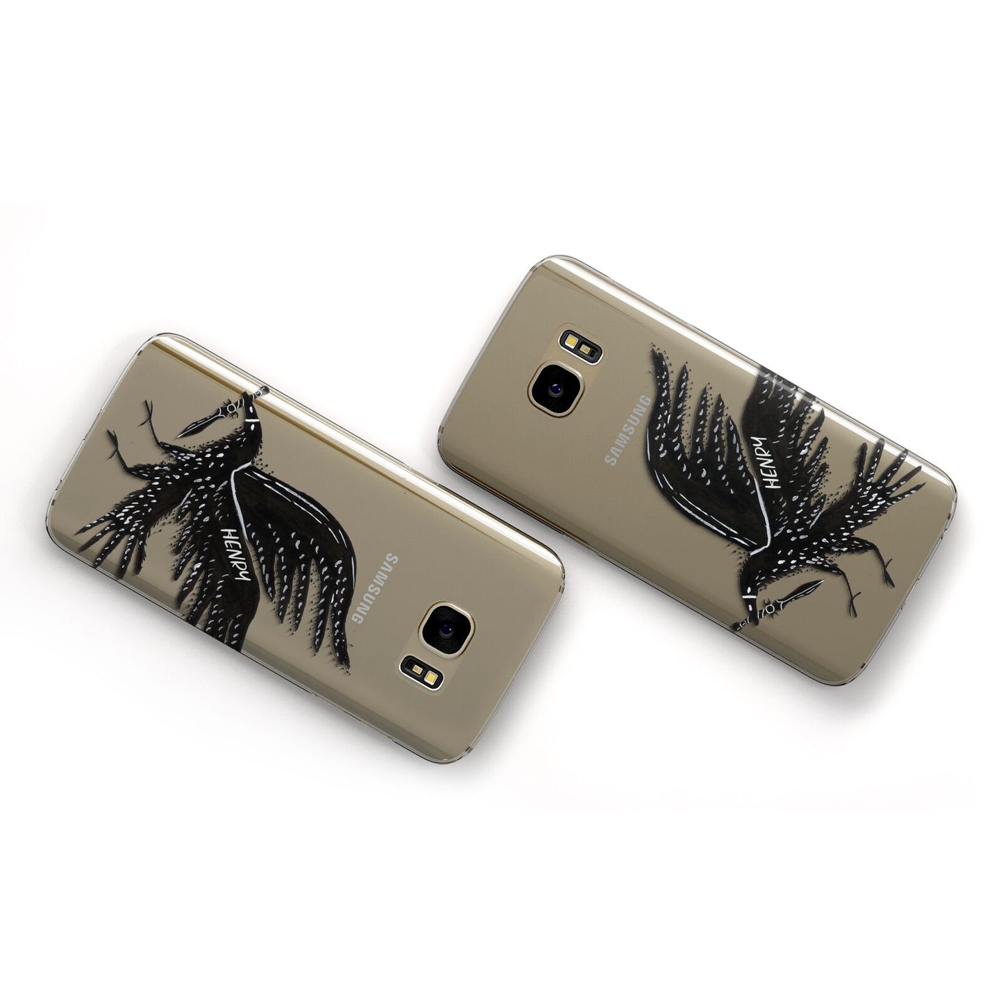 Black Crow Personalised Samsung Galaxy Case Flat Overview
