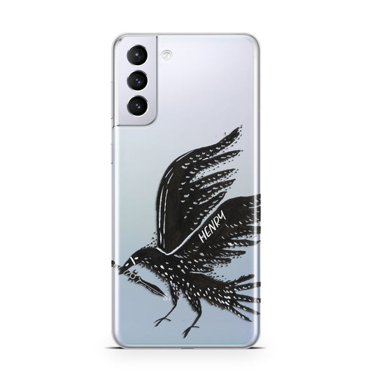 Black Crow Personalised Samsung S21 Plus Phone Case