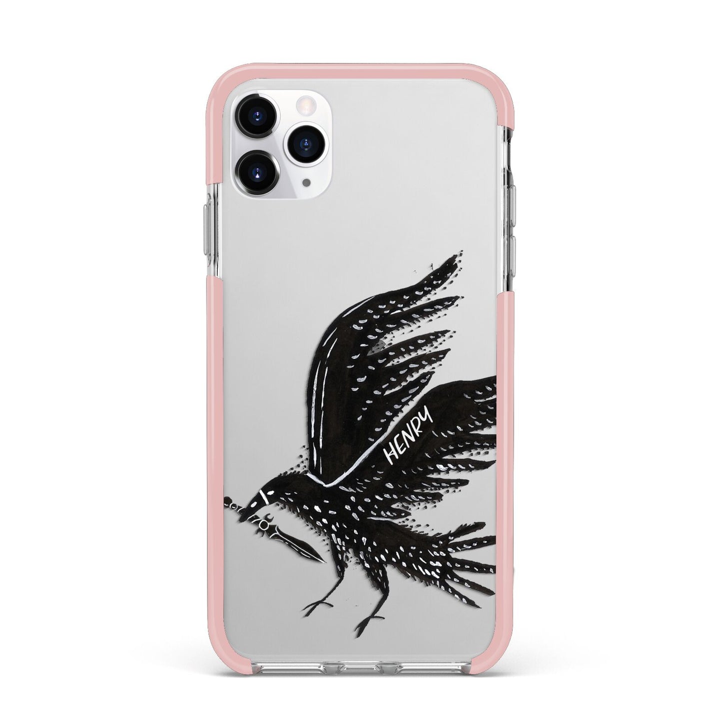 Black Crow Personalised iPhone 11 Pro Max Impact Pink Edge Case