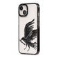 Black Crow Personalised iPhone 13 Black Impact Case Side Angle on Silver phone