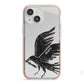 Black Crow Personalised iPhone 13 Mini TPU Impact Case with Pink Edges