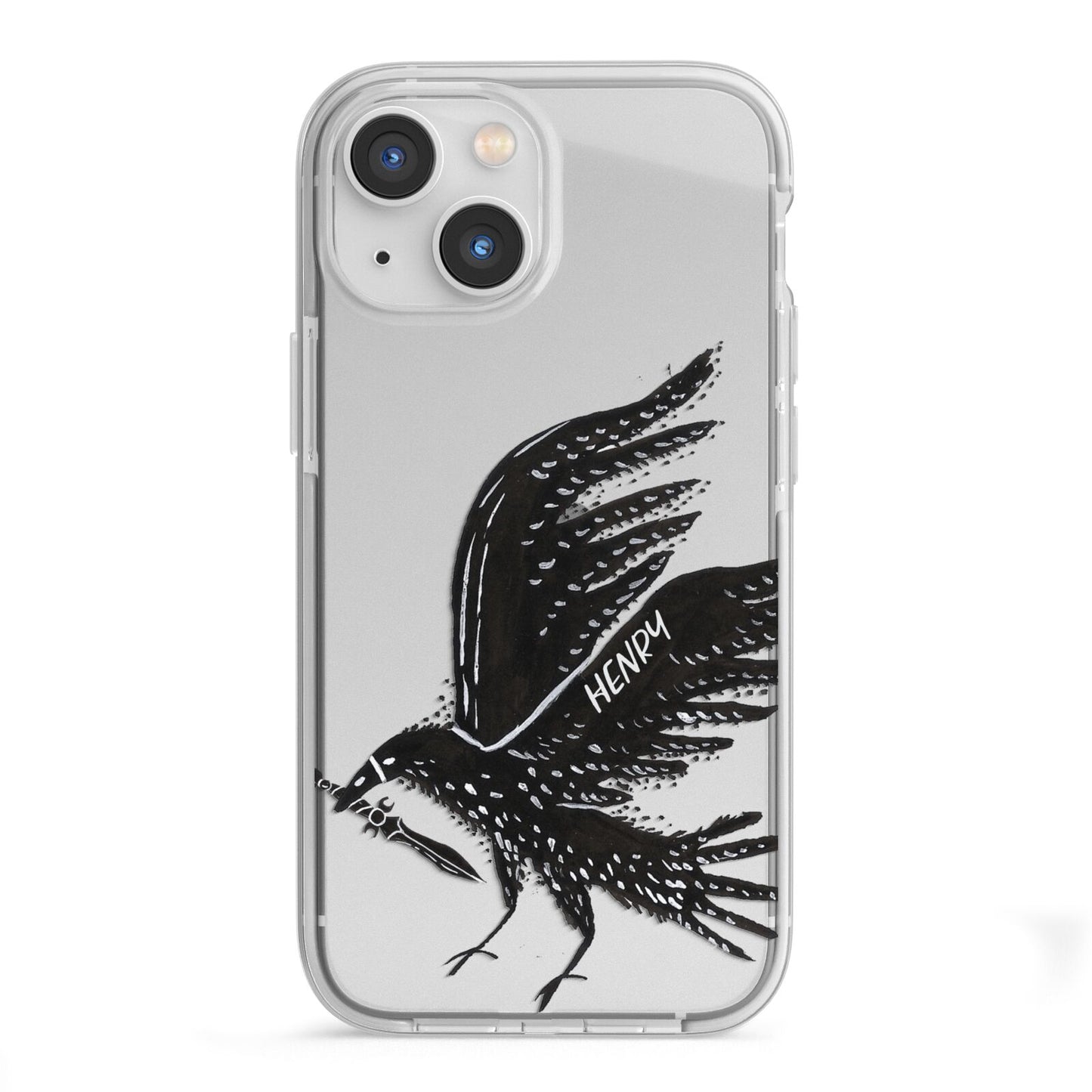 Black Crow Personalised iPhone 13 Mini TPU Impact Case with White Edges