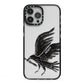 Black Crow Personalised iPhone 13 Pro Max Black Impact Case on Silver phone