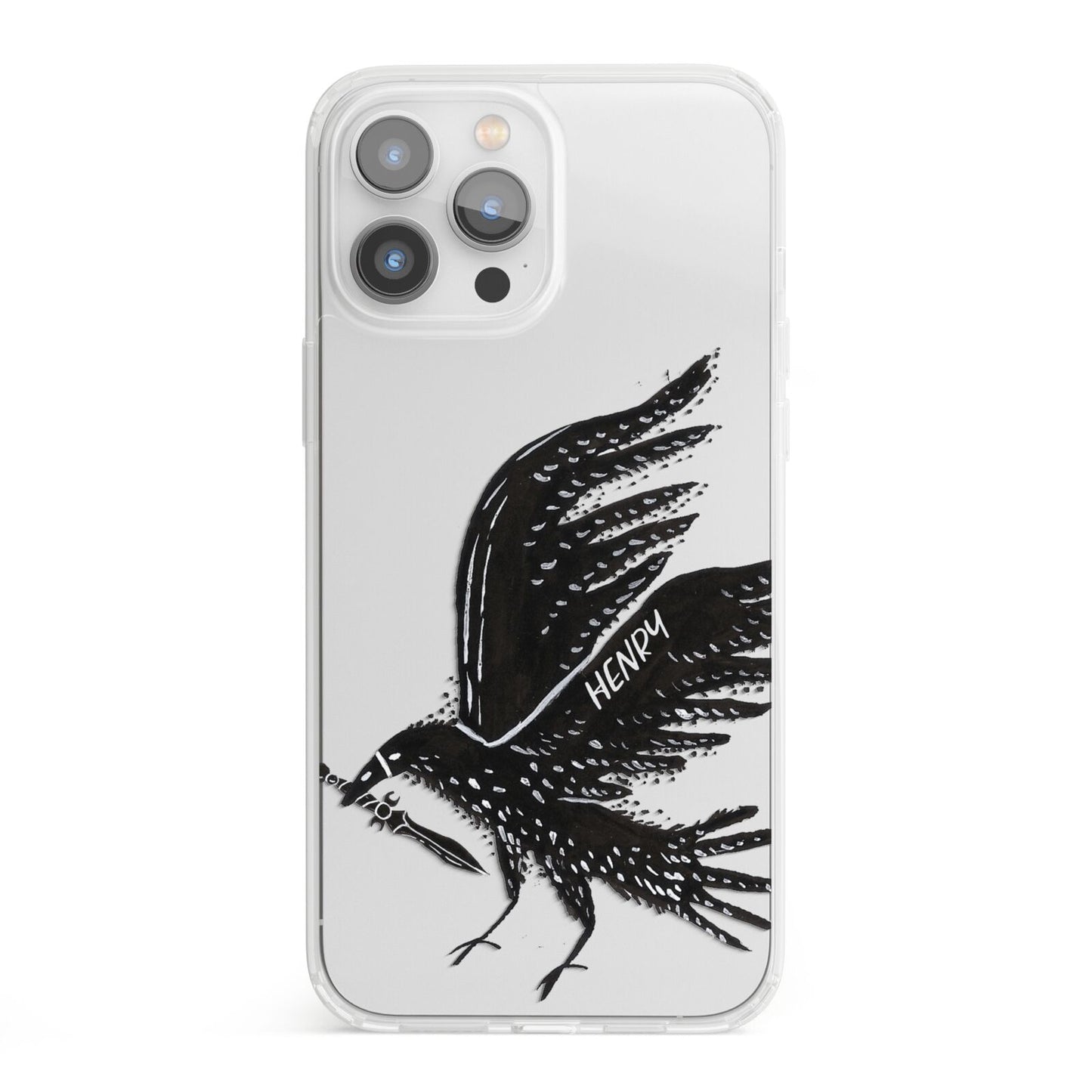 Black Crow Personalised iPhone 13 Pro Max Clear Bumper Case