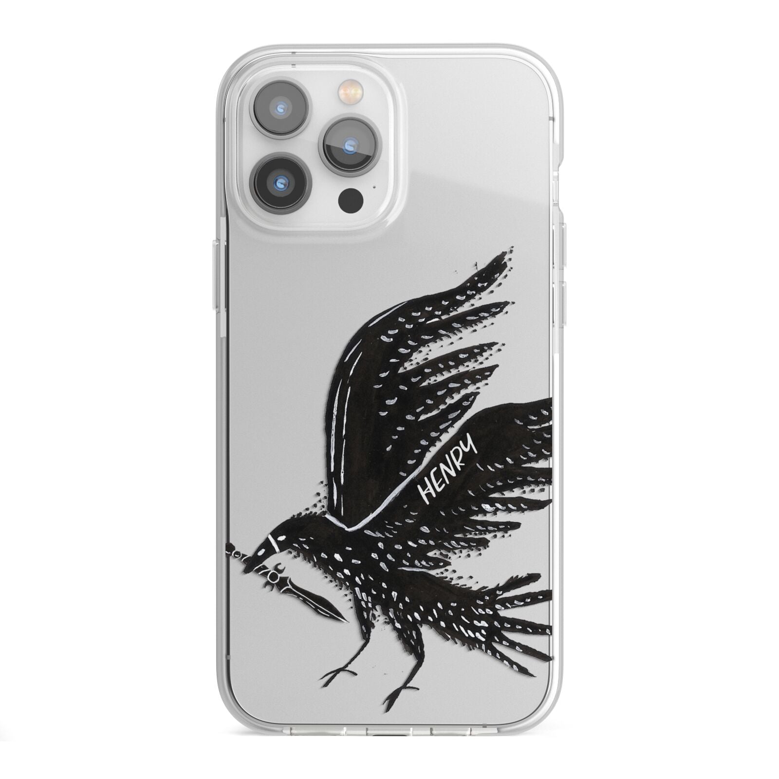 Black Crow Personalised iPhone 13 Pro Max TPU Impact Case with White Edges