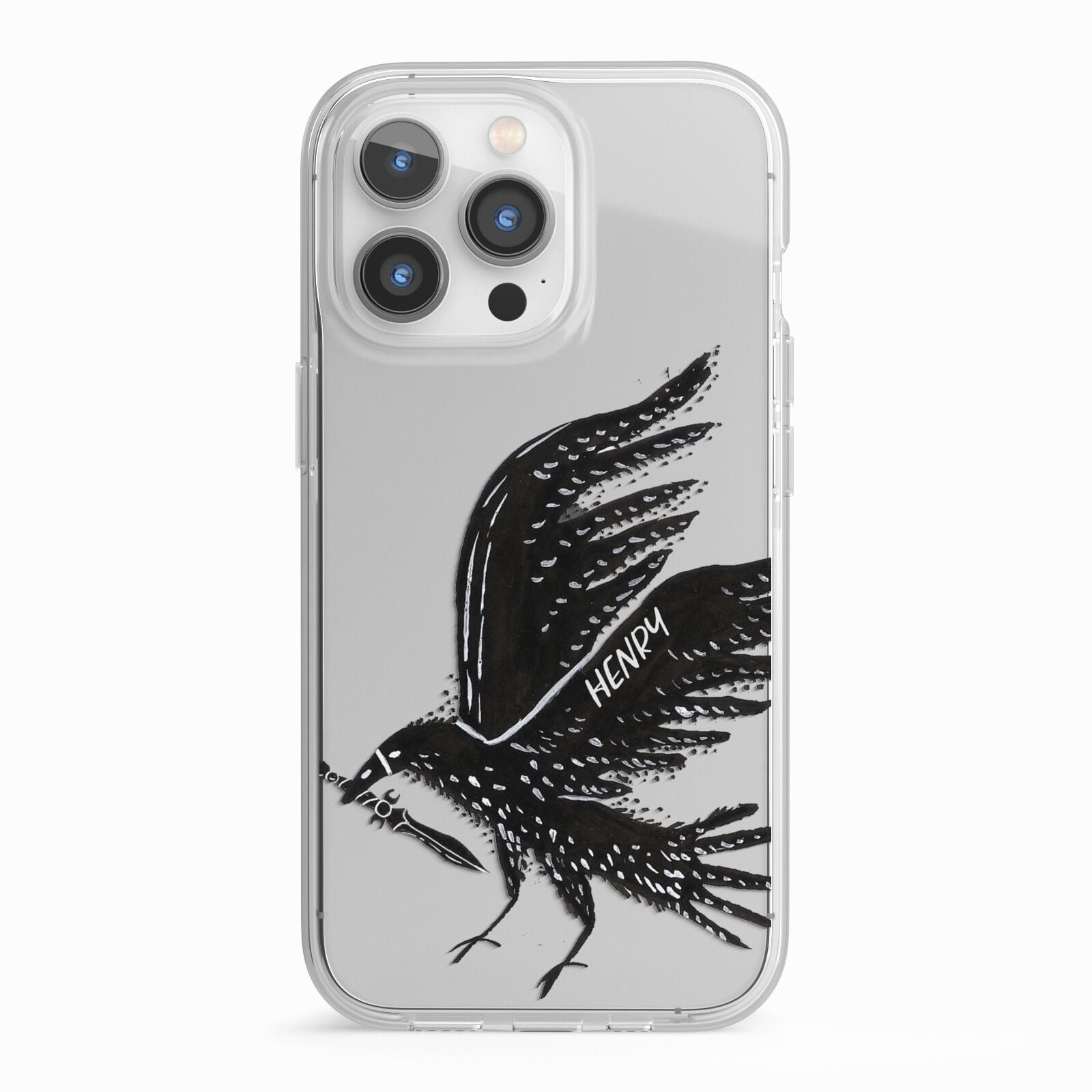 Black Crow Personalised iPhone 13 Pro TPU Impact Case with White Edges