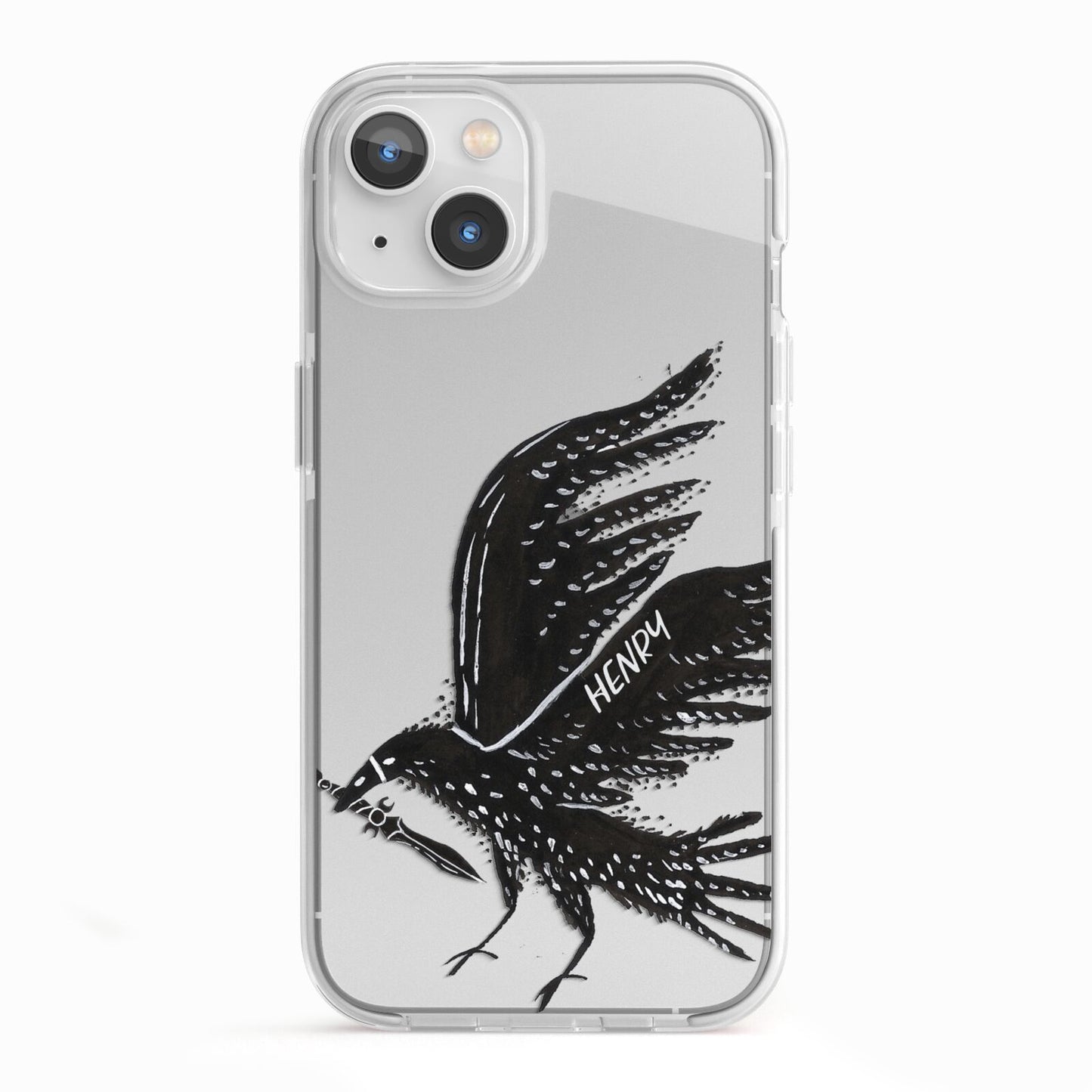 Black Crow Personalised iPhone 13 TPU Impact Case with White Edges
