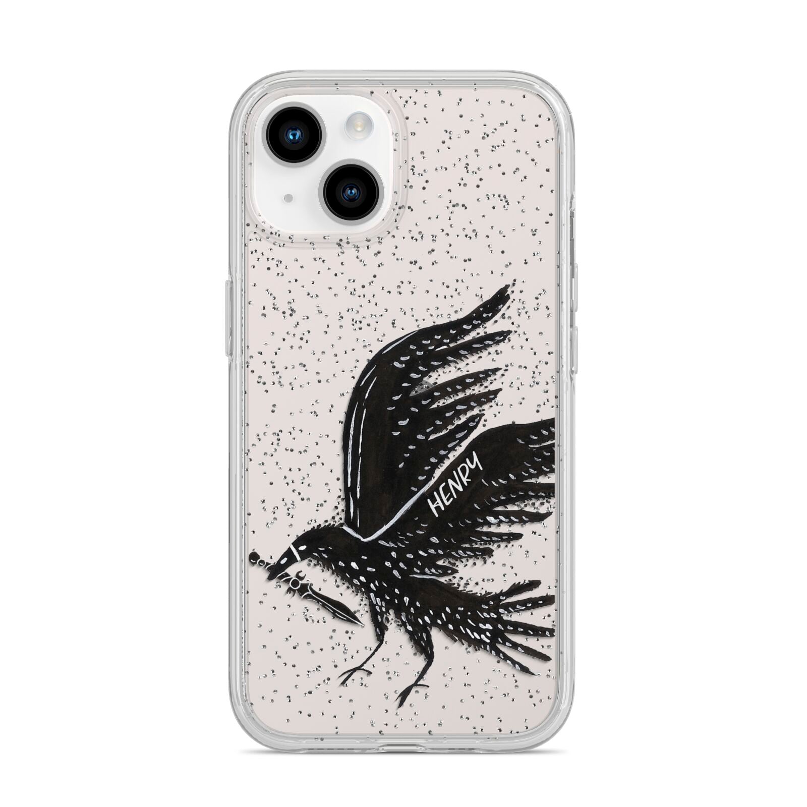 Black Crow Personalised iPhone 14 Glitter Tough Case Starlight