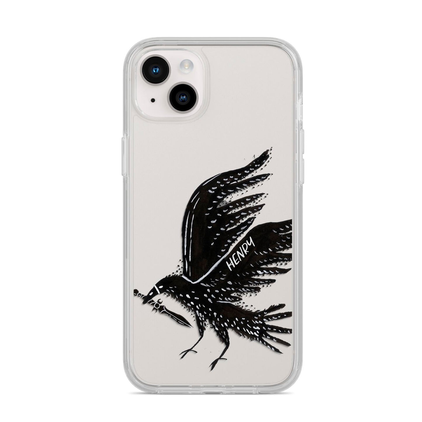 Black Crow Personalised iPhone 14 Plus Clear Tough Case Starlight