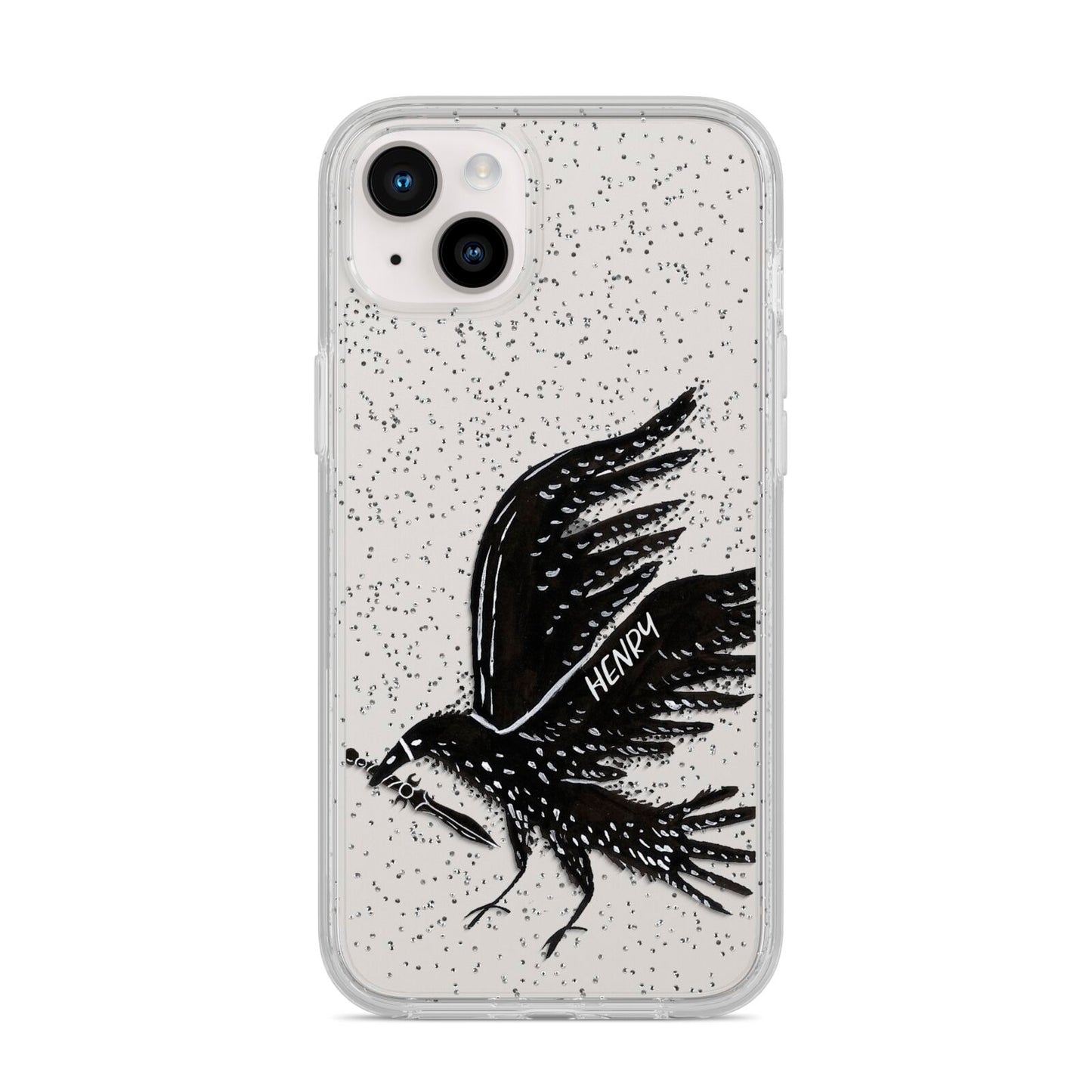 Black Crow Personalised iPhone 14 Plus Glitter Tough Case Starlight