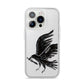 Black Crow Personalised iPhone 14 Pro Clear Tough Case Silver