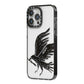 Black Crow Personalised iPhone 14 Pro Max Black Impact Case Side Angle on Silver phone