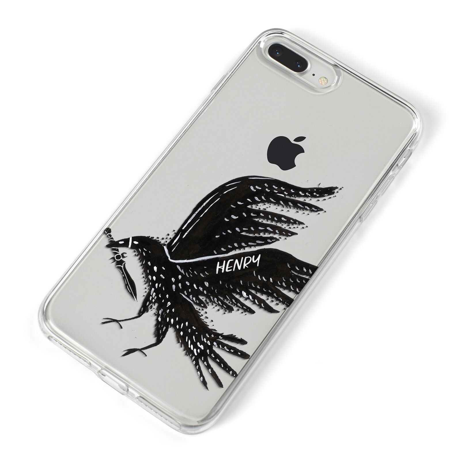 Black Crow Personalised iPhone 8 Plus Bumper Case on Silver iPhone Alternative Image
