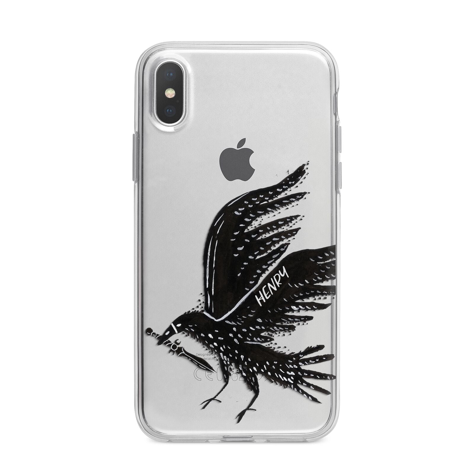 Black Crow Personalised iPhone X Bumper Case on Silver iPhone Alternative Image 1