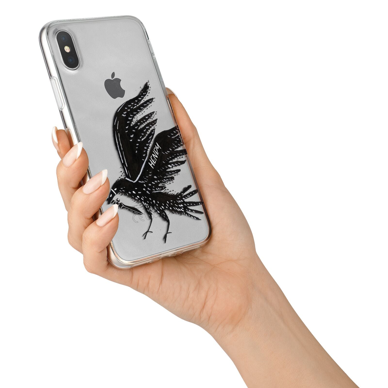 Black Crow Personalised iPhone X Bumper Case on Silver iPhone Alternative Image 2