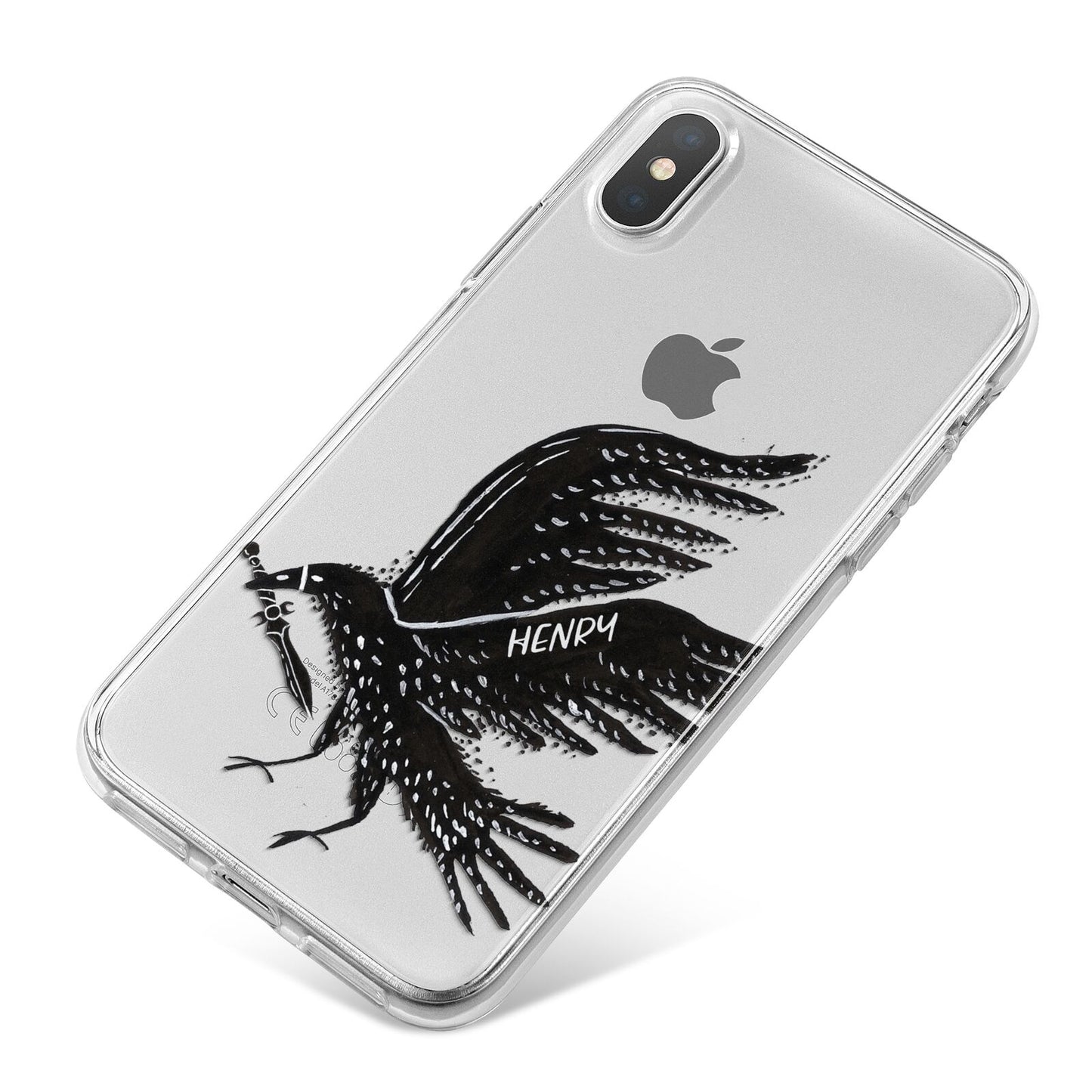 Black Crow Personalised iPhone X Bumper Case on Silver iPhone