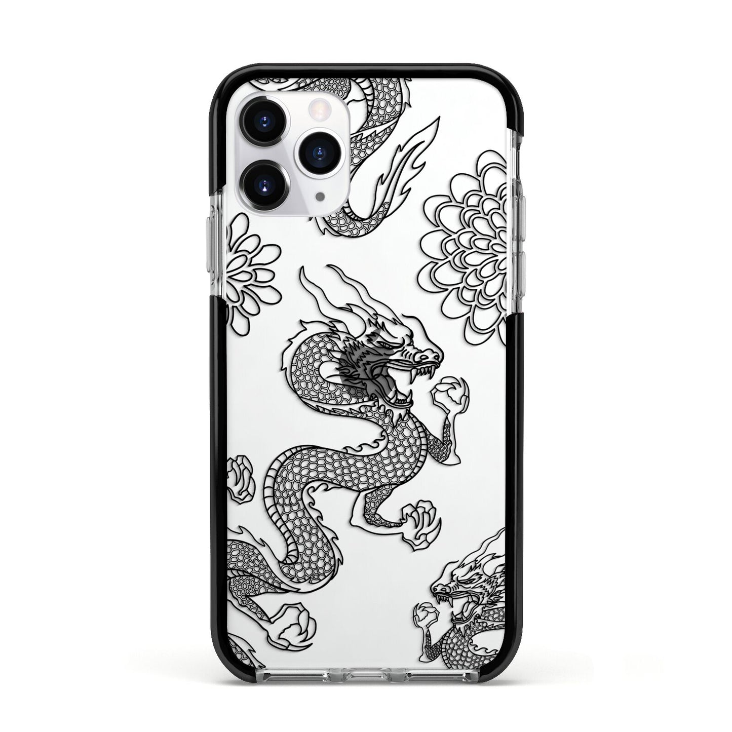 Black Dragon Apple iPhone 11 Pro in Silver with Black Impact Case