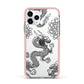 Black Dragon Apple iPhone 11 Pro in Silver with Pink Impact Case