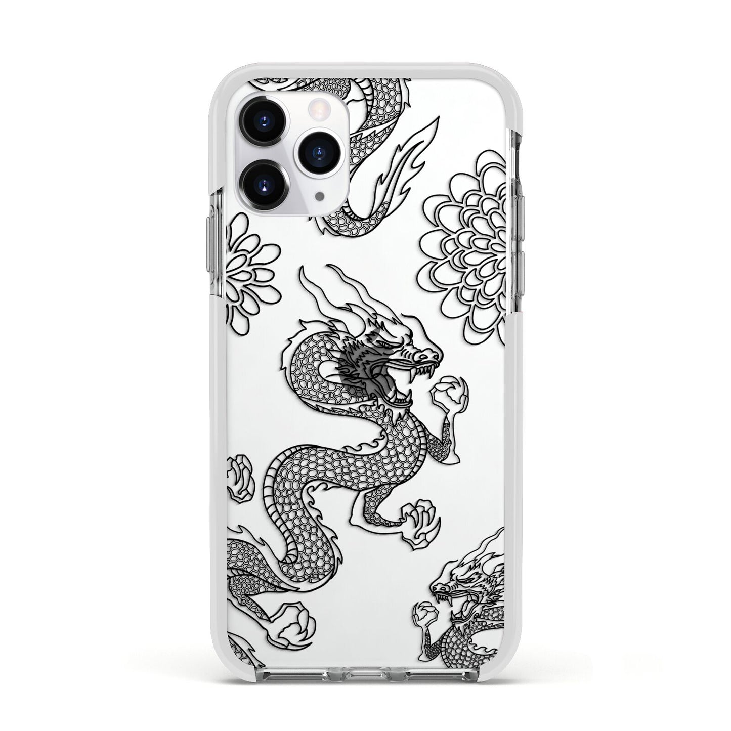 Black Dragon Apple iPhone 11 Pro in Silver with White Impact Case