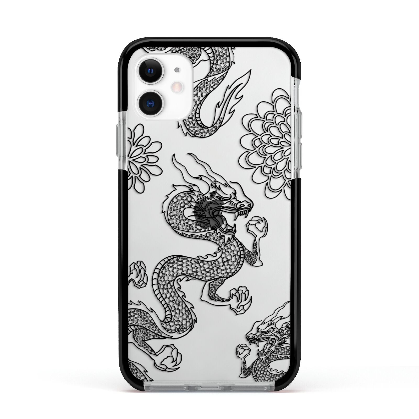 Black Dragon Apple iPhone 11 in White with Black Impact Case