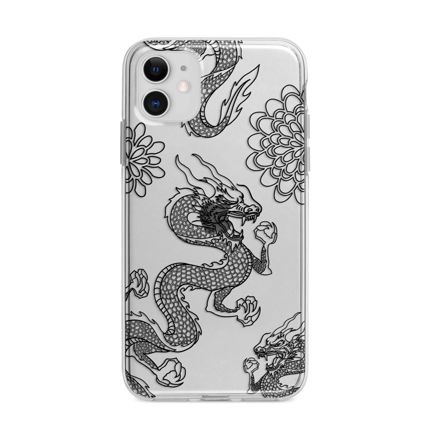 Black Dragon Apple iPhone 11 in White with Bumper Case