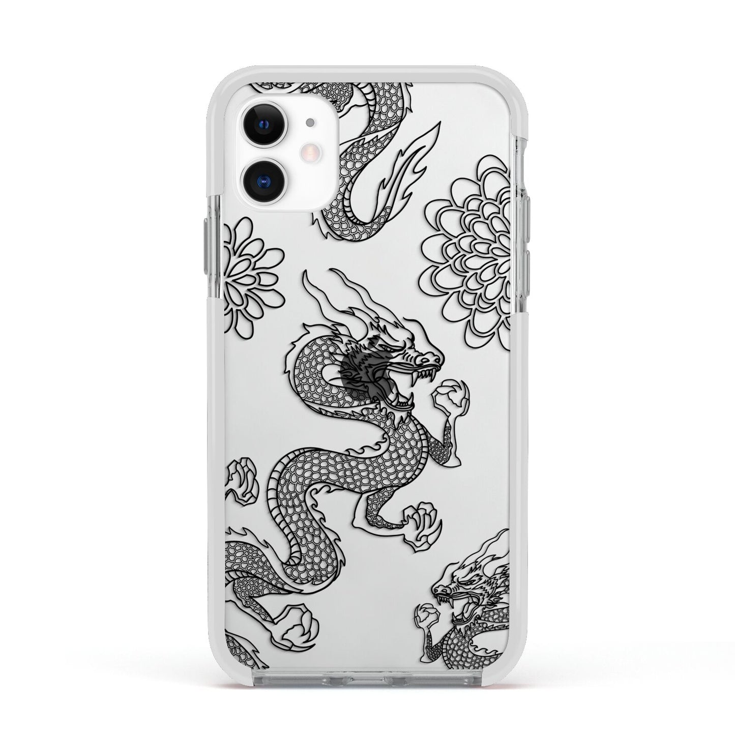 Black Dragon Apple iPhone 11 in White with White Impact Case