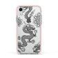 Black Dragon Apple iPhone XR Impact Case Pink Edge on Silver Phone