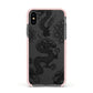 Black Dragon Apple iPhone Xs Impact Case Pink Edge on Black Phone
