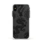 Black Dragon Apple iPhone Xs Impact Case White Edge on Black Phone